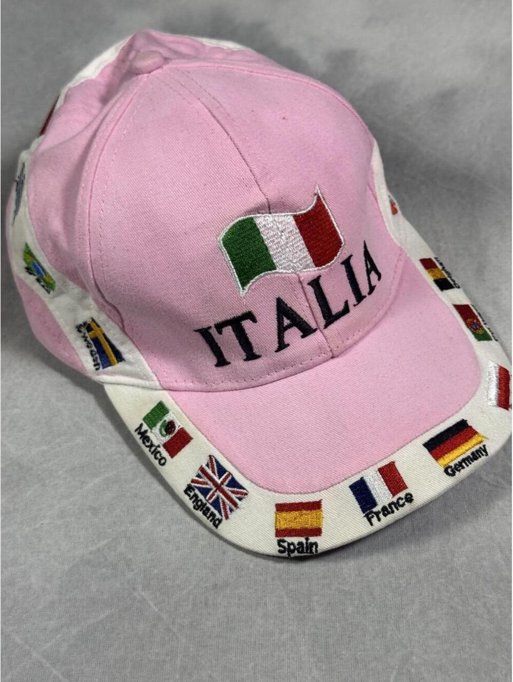 Italia Italy Pink International Flags Embroidered Y2K Adult Baseball Cap
